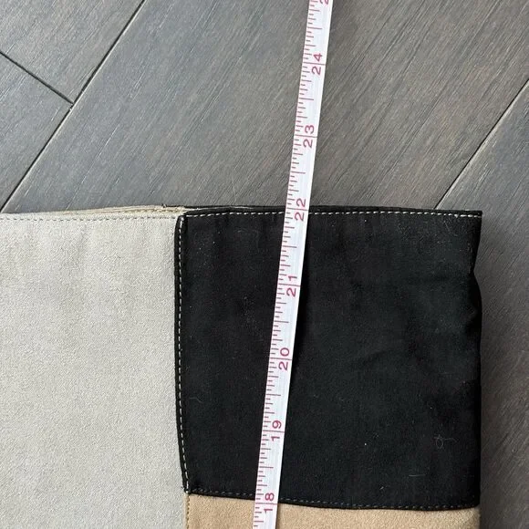 JustFab Faux Suede Patchwork Knee High Heel Boots Womens 10 Black Tan Y2K 90s - Picture 8 of 13